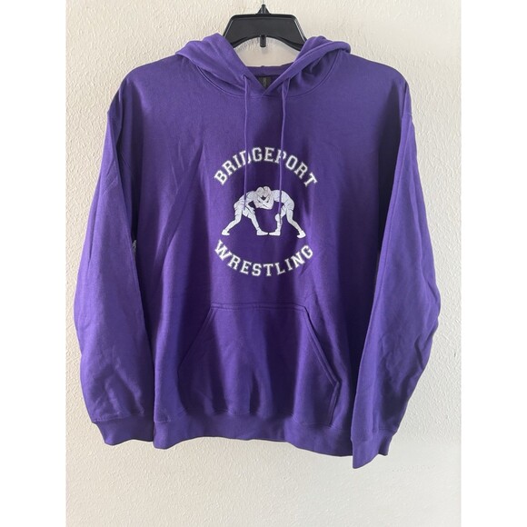 Waukegan Wrestling Distressed Retro Wrestler Pullover Hoodie purple size M - Picture 4 of 12